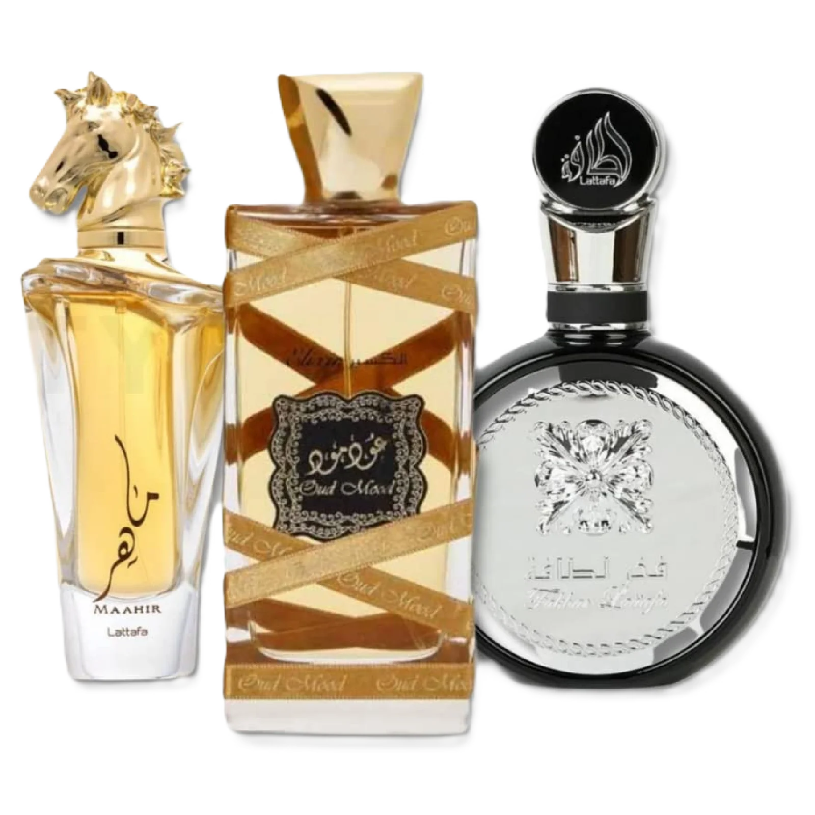 Lattafa Maahir, Fakhar Men & Oud Mood Elixir Fragrance Bundle for Everyone
