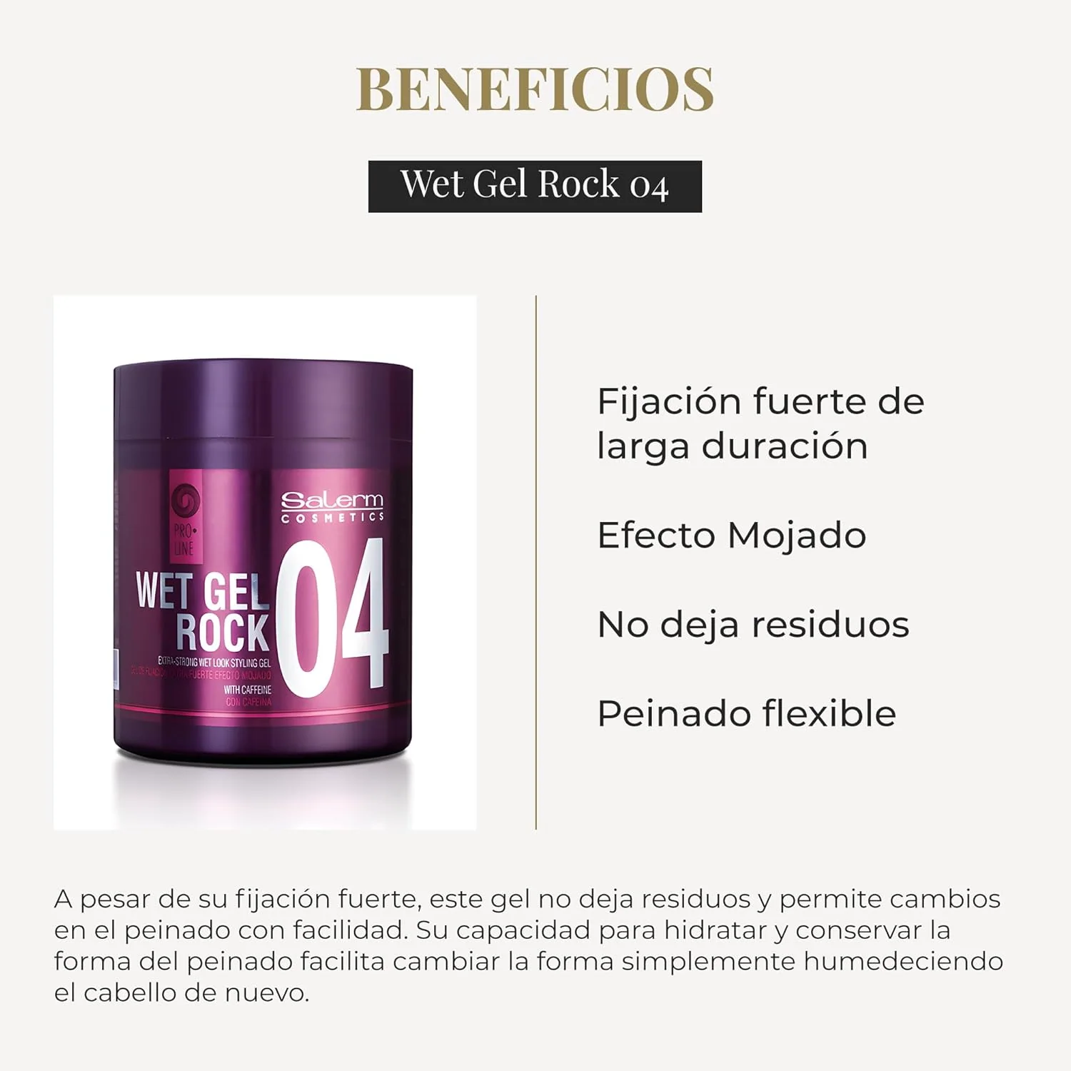 Salerm Wet Gel Rock 04 Extra-Strong Wet Look Styling Gel with Caffeine - Image 3