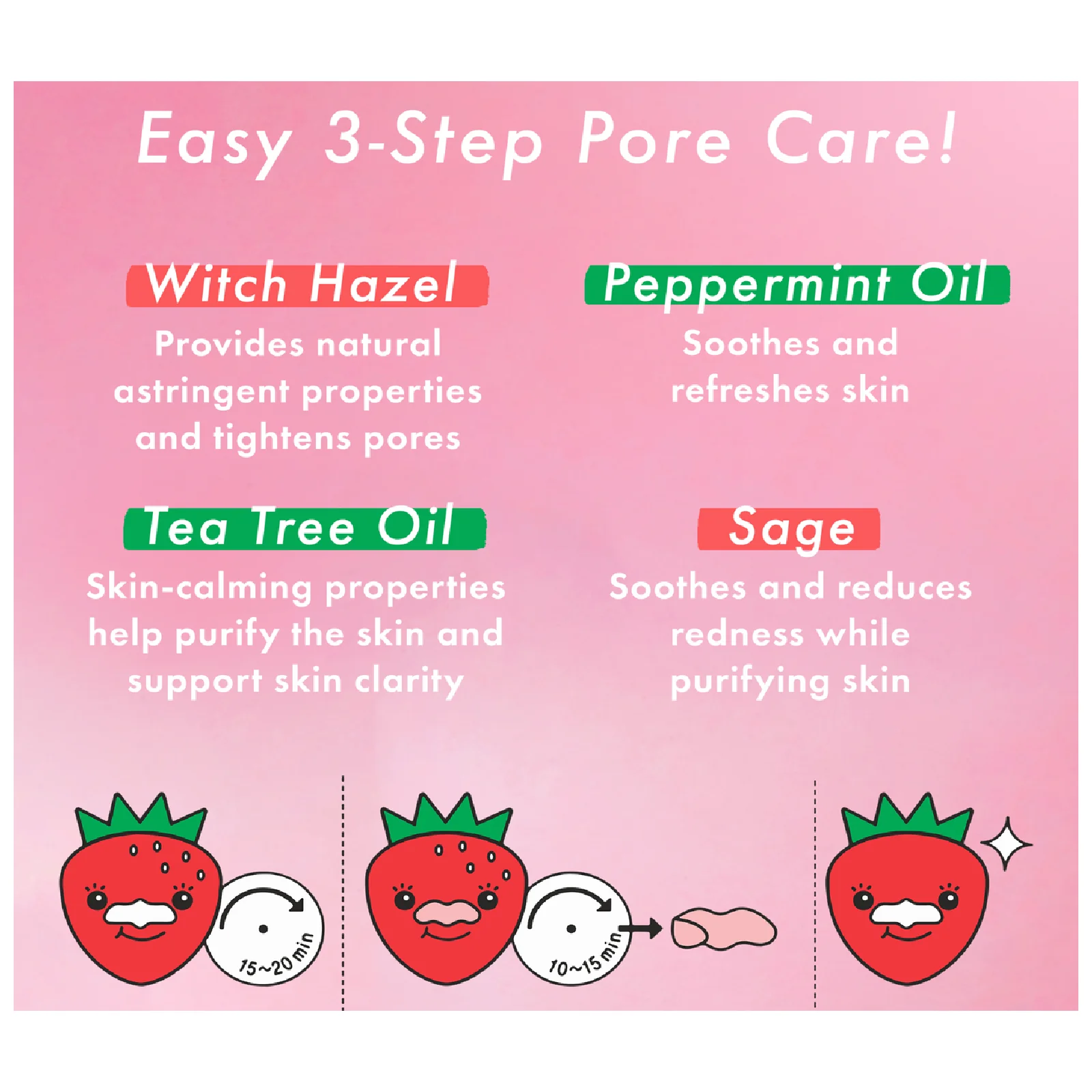 Tonymoly Runaway Strawberry Seeds 3 Step Nose Pack - Image 2